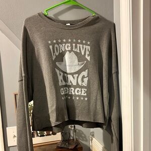 Gray Long Sleeve Cropped Crew Neck